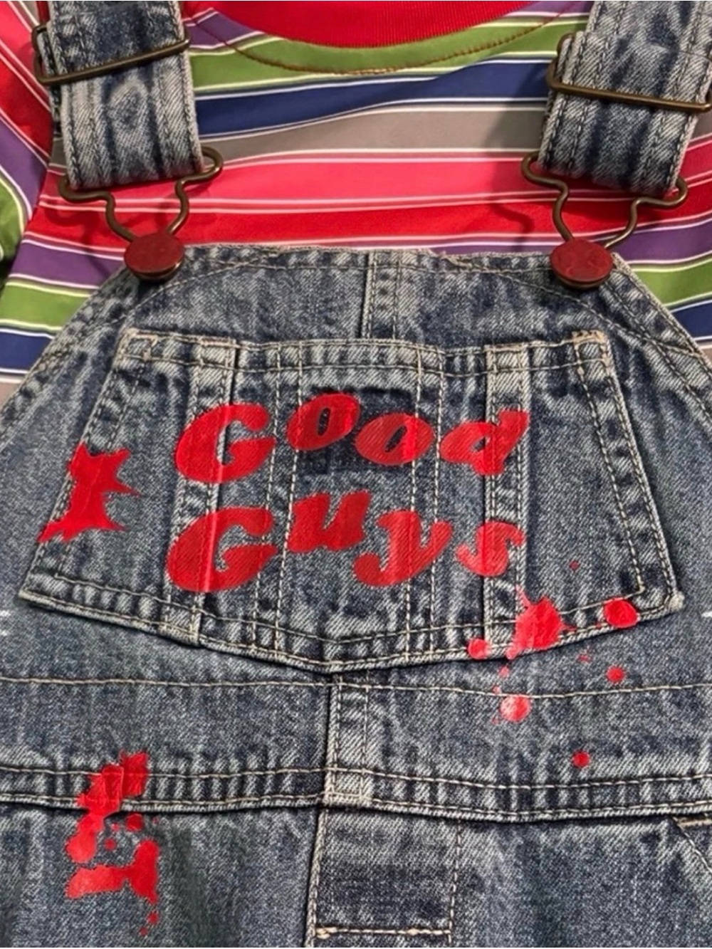 Custom Made Chucky Costume Overalls And Striped Shirt One Of A Kind Size 2t